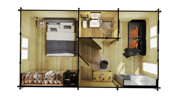 ONE BED TYPE F LOG CABIN 4m x 7m - Image 3